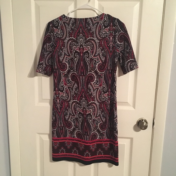R&K - Red/Black Paisley Dress - 4 Petite - Picture 2 of 3